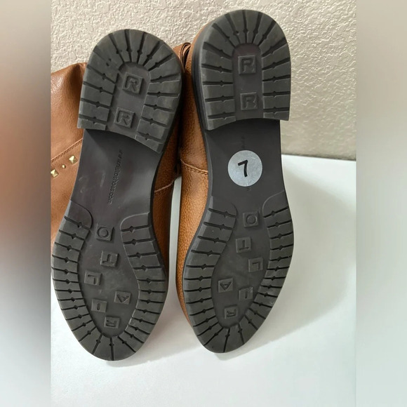 NWOT Rialto Ferrell Cognac Knee High Studded Riding Boots - Picture 9 of 12